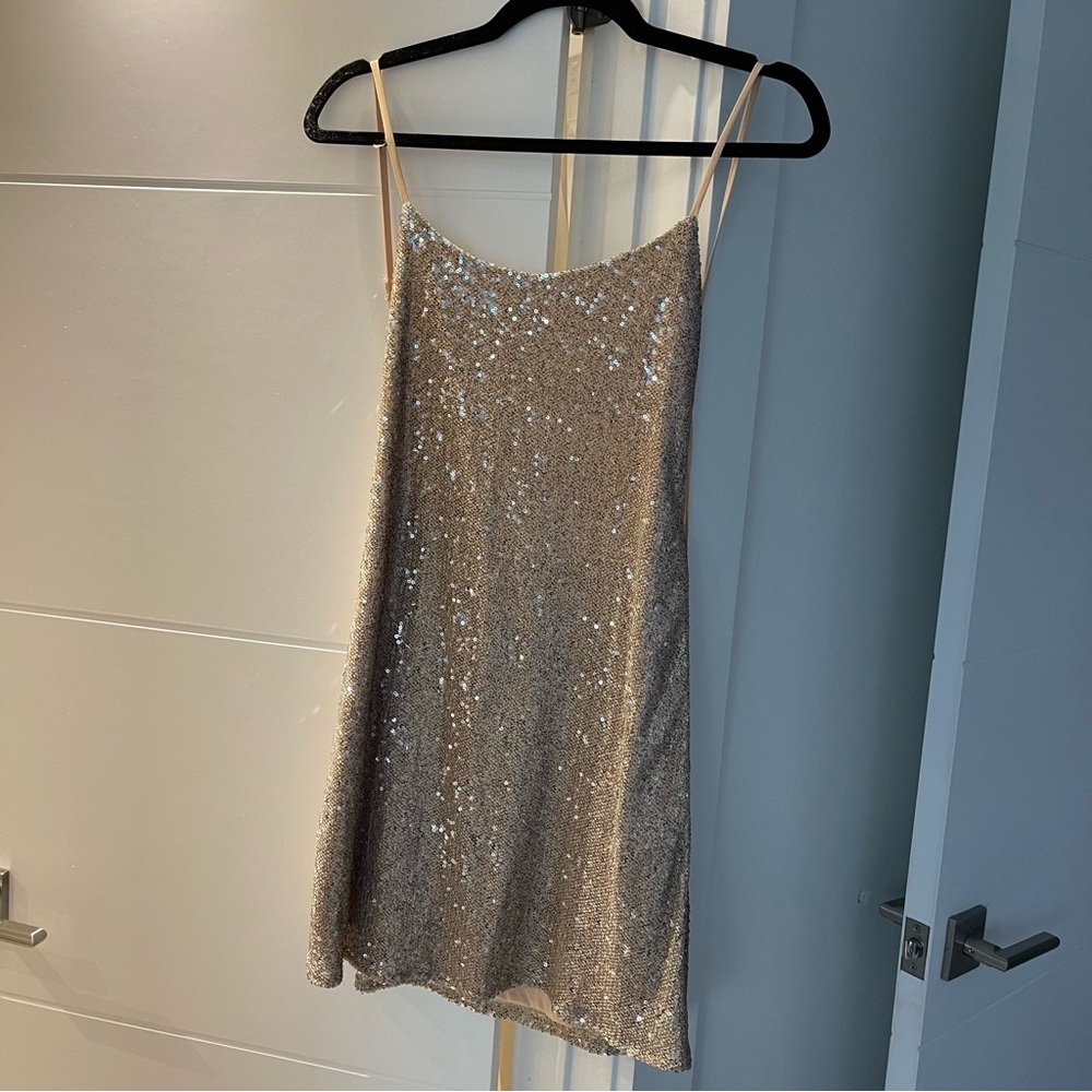 NWT sequin champagne mini dress
